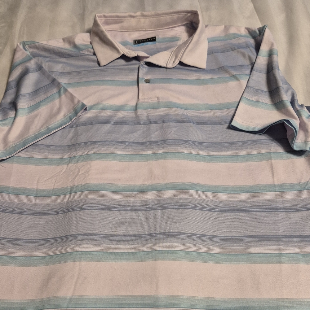 PGA Tour Men's Pastel Striped Polo Shirt Size XL